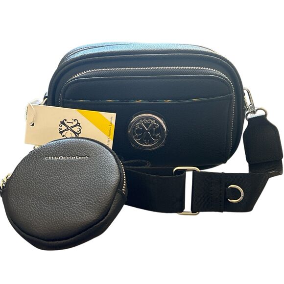 CXL by Christian Lacroix Eve Pebble Camera Bag with Mini Zip Crossbody Black - Picture 1 of 7